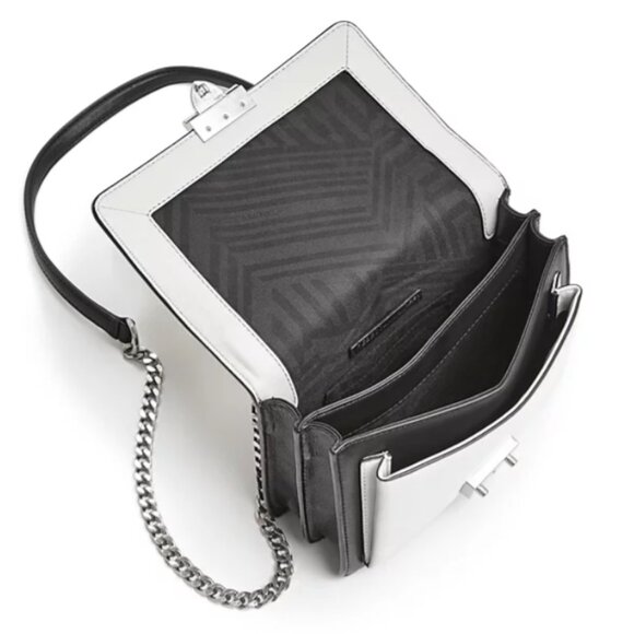 Rebecca Minkoff‎ Christy SM Handbag Black White Grey Leather Crossbody Women's - Picture 15 of 15
